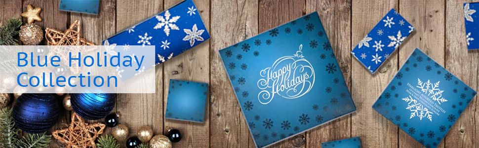 Blue Holiday collection of confectionery boxes from MOD-PAC