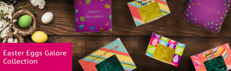 Collection of Easter egg confectionery boxes from MOD-PAC