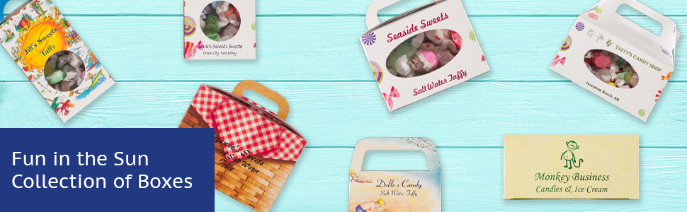 Fun in the Sun collection of confectionery boxes from MOD-PAC