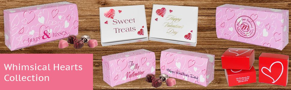 Whimsical Hearts collection of confectionery boxes from MOD-PAC
